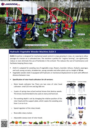 Hydraulic Vegetable Weeder Machine ZUZA 3