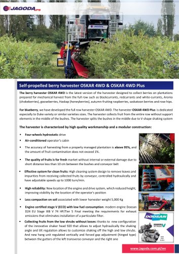 Self-propelled berry harvester OSKAR 4WD & OSKAR 4WD Plus