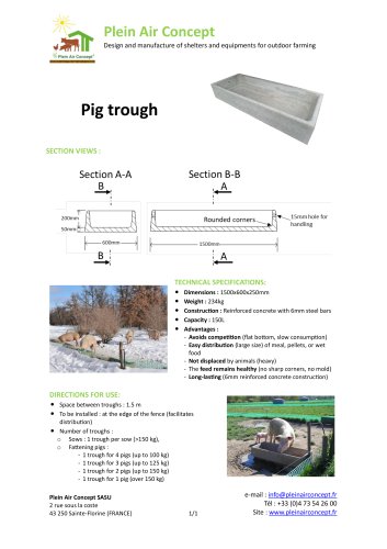 Technical Data Sheet Concrete Pig Trough