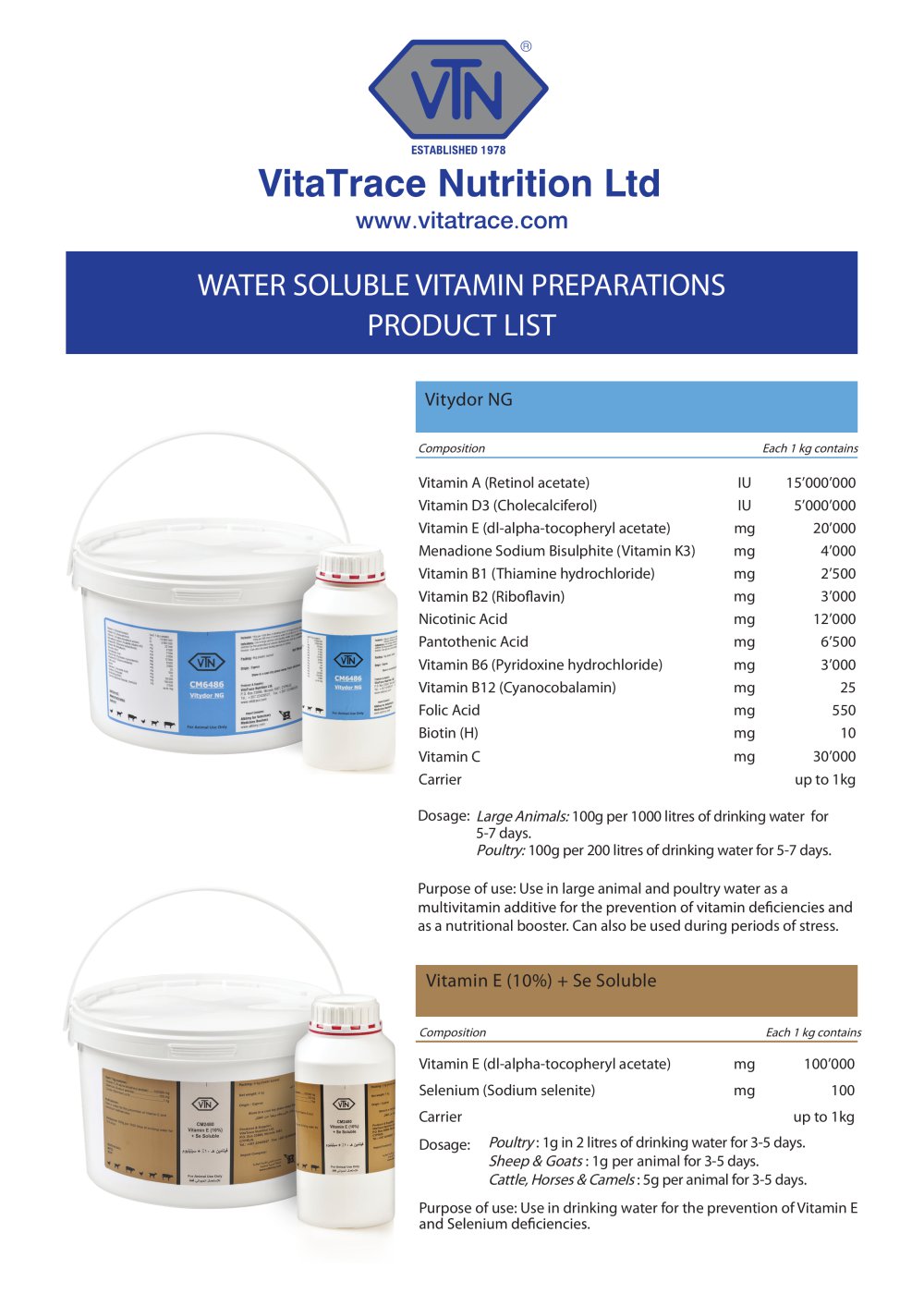 WATER SOLUBLE VITAMIN - VitaTrace Nutrition Ltd