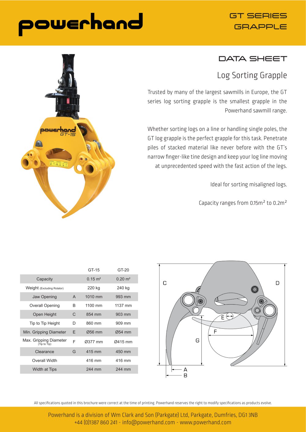Powerhand GT Log Sorting Grapple - Clark Engineering